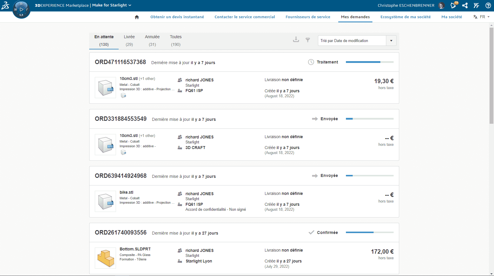 Ecran de commande - 3DEXPERIENCE Make