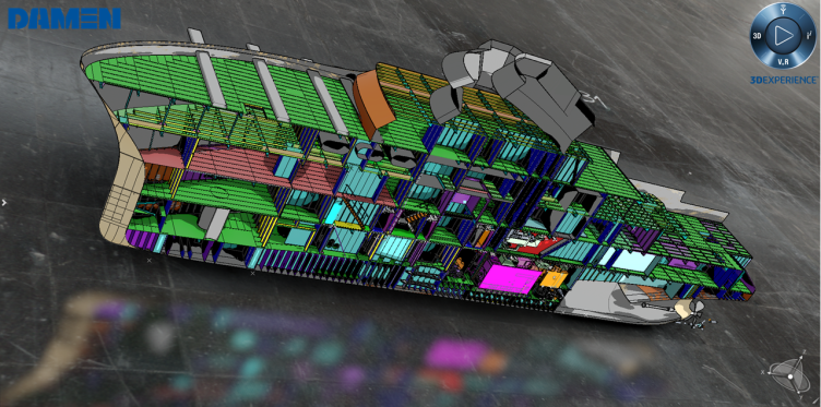 Damen digital shipbuilding virtual twin cross section > Dassault Systemes