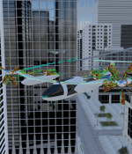 eVTOL in a city scape